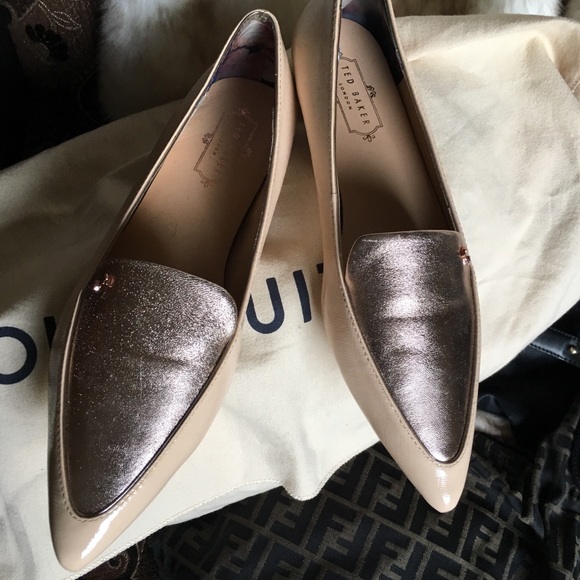 DESIGNER TED BAKER EXCLUSIVES SZ10 GOLD & CREAM - Picture 6 of 8